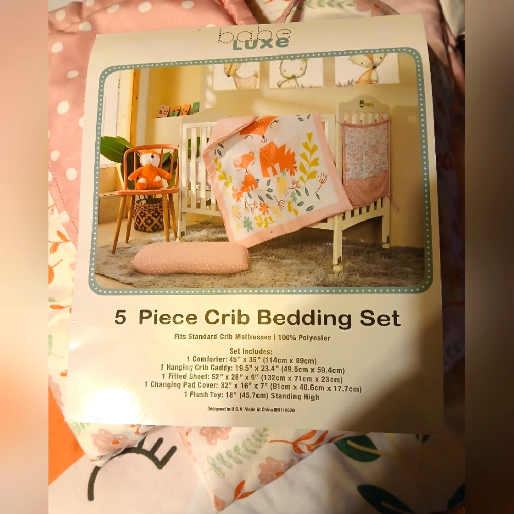 Pink and White Crib Bedding Set